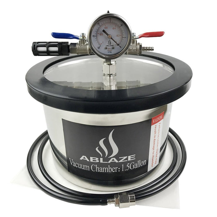 ABLAZE 1.5 Gallon Stainless Steel Vacuum Degassing Chamber and 3 CFM Single Stage Pump Kit